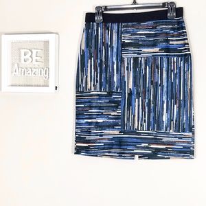 Ann Taylor Printed Blue Mini Skirt